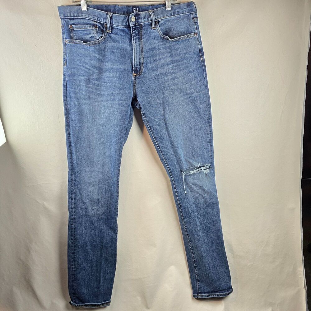 Gap Jeans Mens 36x36 Blue Denim Medium Wash Slim Stretch Skater Rocker Minimal